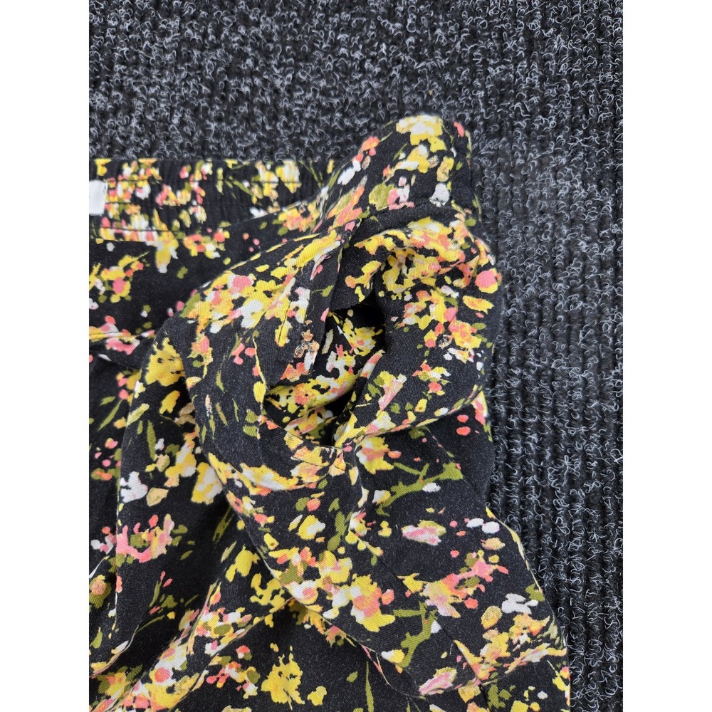 Jessica Simpson Womens Black Yellow Floral Elastic Waist Tapered Pants Large - Picture 6 of 8